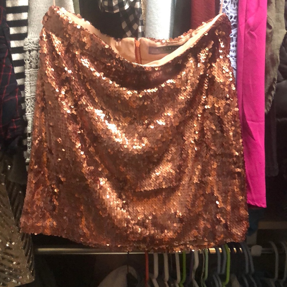 Rose gold mini skirt